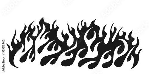 Fire flame border cartoon, bright burn flame. isolated on white background