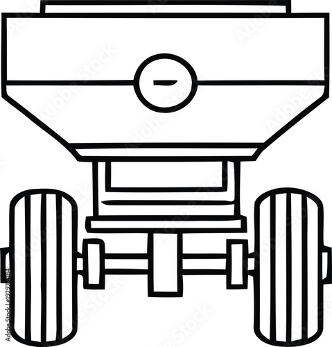 Mechanical device with wheels and rectangular body
