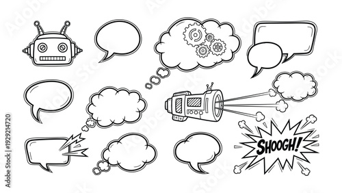 Digital Dialogue Bubbles: An animated display of diverse speech bubbles, each designed to capture various expressions, ideas, and dialogues, ready for adding text to create engaging visual stories.