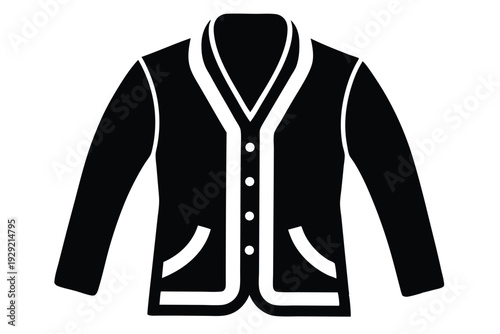 cardigan silhouette line art vector illustration