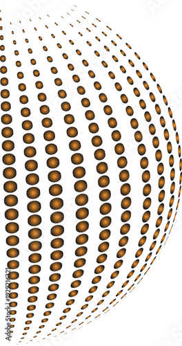 Intricate pattern of circles forming a spherical shape with dotted lines extending outward isolated on transparent background