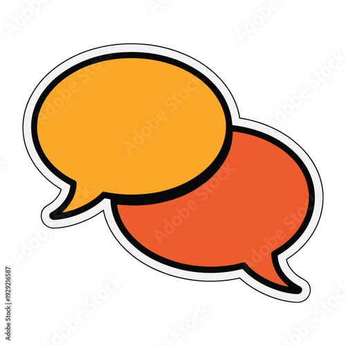 Communication Bubbles: Illustrative speech bubbles in vibrant orange and yellow, overlapping against each other, ready to convey thoughts and ideas. 