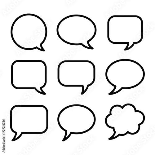Dialogue bubbles: A collection of various dialogue bubbles, perfect for conveying conversations and thoughts in a visually engaging manner.