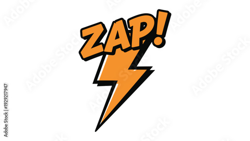 Zap Comic Illustration: An electrifying graphic of Zap! conveys a dynamic sense of energy and impact, perfect for design needs. 