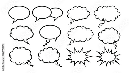 Dialogue Bubbles: A collection of dialogue bubbles, a visual representation of communication and thought, ready to be filled with words and ideas. 