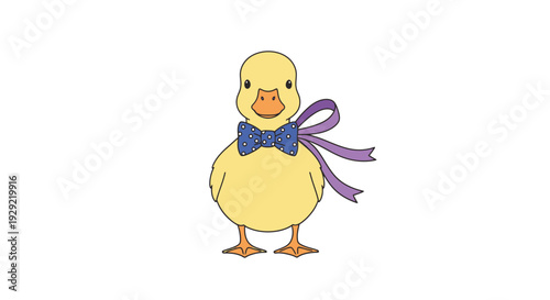 Cute Duckling with Bow Tie and Ribbon