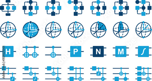 Set of 32 Quantum Computing Icons Vector