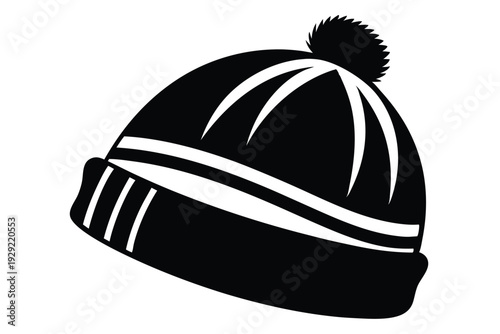 beanie silhouette line art vector illustration