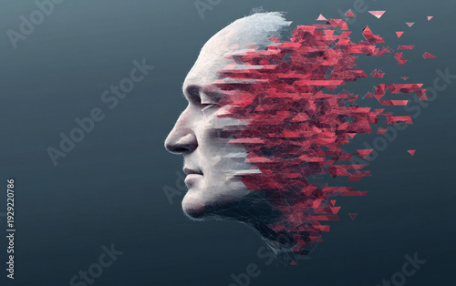 Wallpaper Mural Detailed 3D Man Head Featuring Polygonal Skin with Abstract Lines, Triangles, and Particle-Style Design for a Distinctive Vector Illustration Torontodigital.ca
