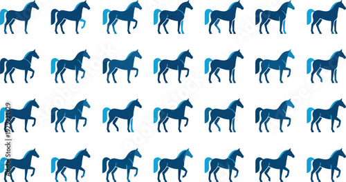 Seamless pattern of dark blue horse silhouettes vector