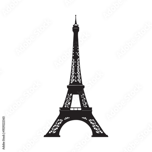 Black Eiffel tower silhouette vector illustration