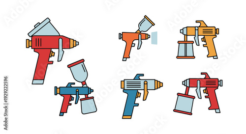 Paint Sprayer Line flat style color illustration