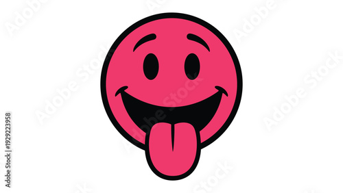 Playful Emoji Expression: A vibrant pink emoji showcases pure glee, playfully sticking its tongue out, radiating joy and a mischievous spirit. 