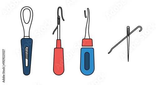 Needle Threader Line creative tone color illustration