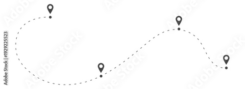 Road path map layout with location marks