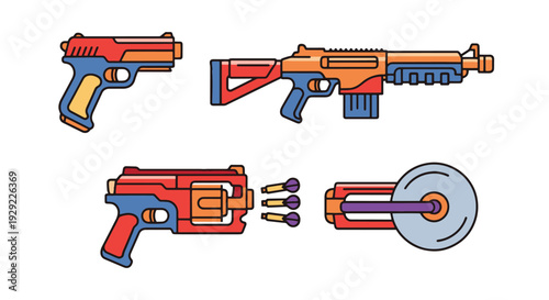 Nerf Blasters Line creative smooth modern illustration