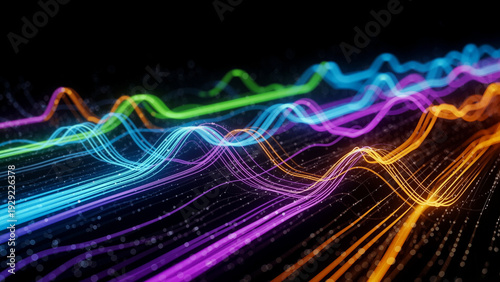 Futuristic quantum computing energy flow abstract technology background loop