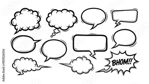 Comic Conversation Bubbles: A collection of various comic-style speech bubbles, perfect for adding dynamic visual communication elements to your project. 