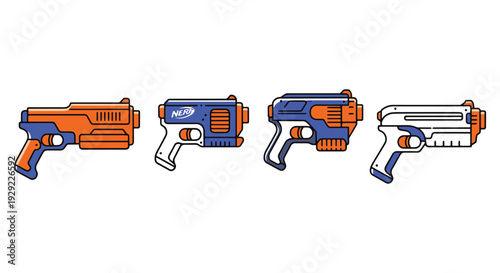 Nerf Blasters Line soft color vector design