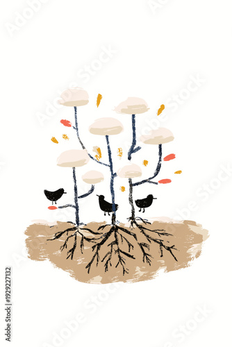 Minimal Mycelium Network Connecting Forest Mushrooms