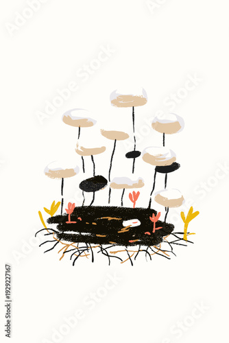 Minimal Mycelium Network Connecting Forest Mushrooms