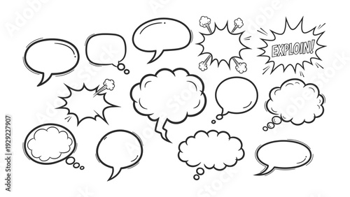 Speaking Volumes: An assortment of empty speech bubbles, each ready to convey any message. A versatile visual element for communication and design.