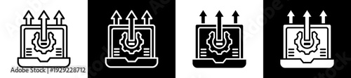 Output Control Icon Set In Black And White Filled Style Collection