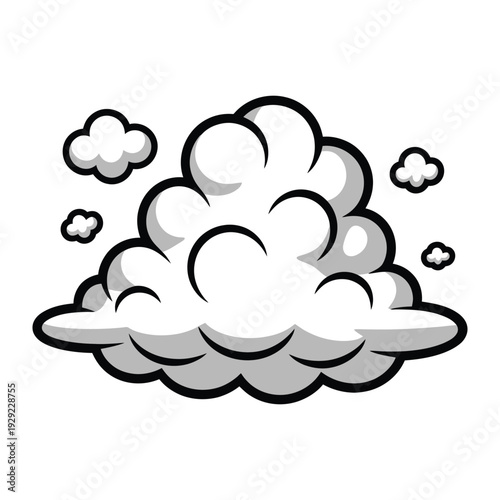 Cloud Illustration: A playful cloud illustration, with a dynamic puff of smoky, cloud formations.