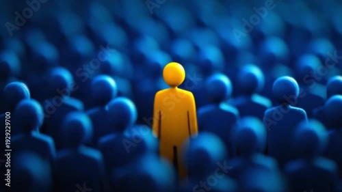 Leadership Concept with Unique Individual Standing Among Crowd
Creative Business Strategy and Vision Illustration Scene
Motivation and Success Symbolism 4K HD Video