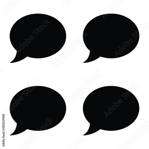 Conversational Bubbles: An arrangement of minimalist black speech bubbles, representing communication and dialogue, inviting viewers to engage and interact.