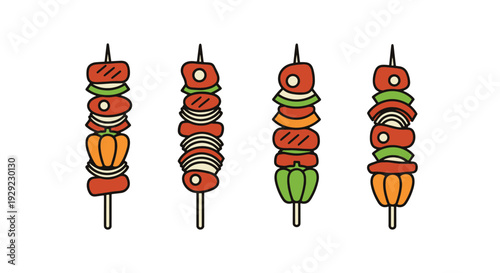 Kebab Skewer Line soft elegant style illustration