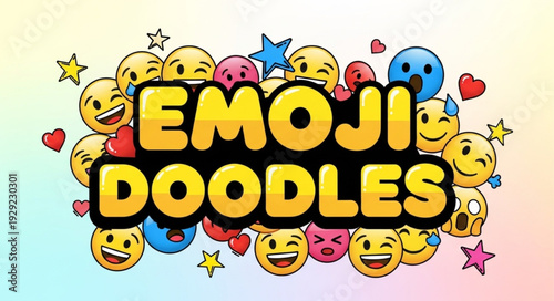 Emoji Doodles - A Colorful and Playful Collection of Smiley Faces and Stars.