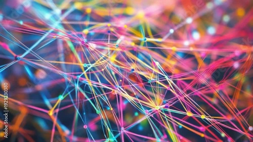 Abstract Neural Network Connections – Colorful Data Lines and Digital Technology Web
AI Communication and Innovation System Visualization HD Video 4K
