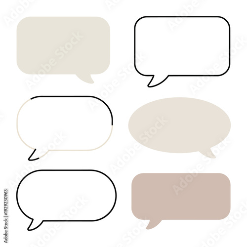 Speech Bubbles: A collection of various empty speech bubbles in different shapes and colors, offering a versatile visual element for communication and design needs.
