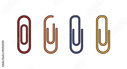 Paper Clips Line art soft tone color illustration