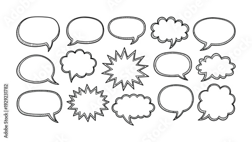 Speaking Volumes: A diverse collection of empty speech bubbles, each poised to capture thoughts and dialogue.