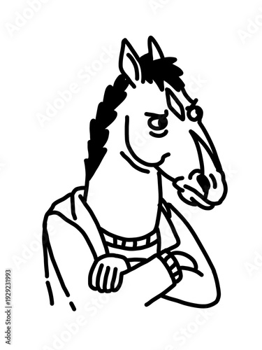 Fotografie Edgy BoJack Horseman line art with existential cynicism