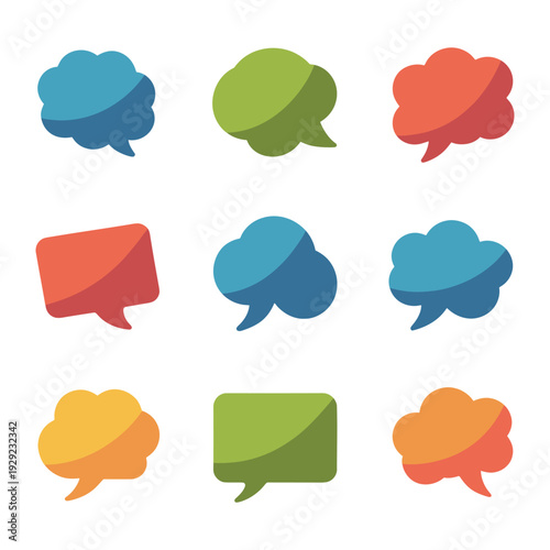 Dialogue Balloons of Diversity: A vibrant collection of dialogue balloons in various colors and shapes. Representing a multitude of voices and messages.