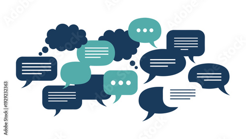 Communication Bubbles: A vibrant collection of communication bubbles, each representing a unique dialogue, opinion, or message, symbolizing the flow of ideas and discussions.