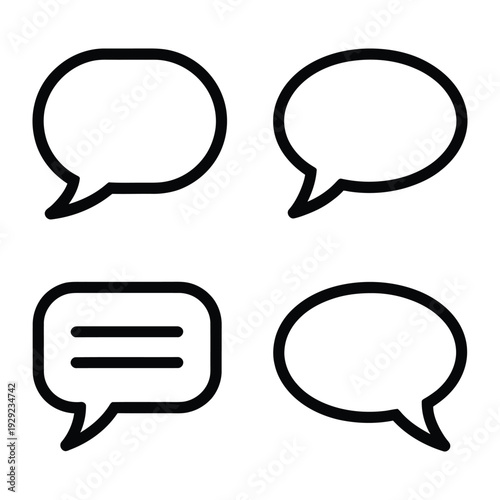 Communication Bubbles: Simple yet effective collection of dialogue bubbles, ideal for visual communication in digital and print media, designed with clean lines and universal appeal.