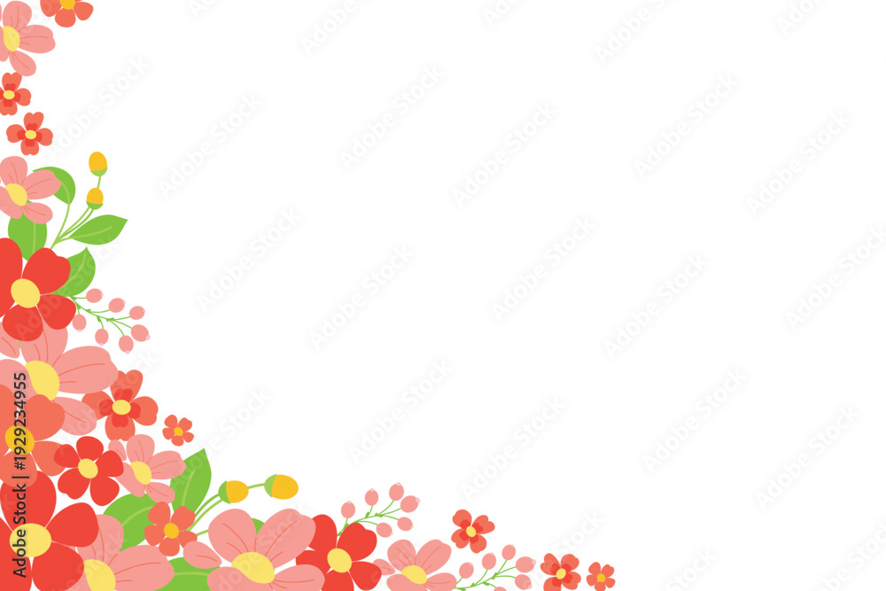 Fototapeta premium Floral corner border, Flower corner frame, Spring corner floral border