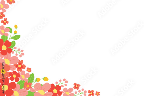 Floral corner border, Flower corner frame, Spring corner floral border