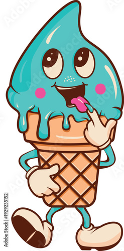 An image of ice cream in a waffle cone for logos, packaging, and design design.обильное устройство