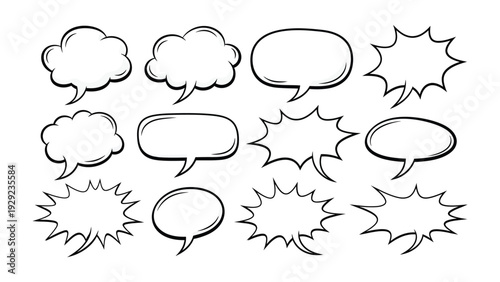 Comic Speech Bubbles: A collection of various comic speech bubbles. Designed to add visual impact to stories and make statements in an engaging, lively manner.