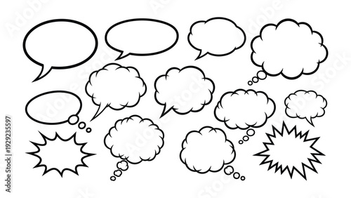 Speech Bubble Collection: A collection of various speech bubbles, each ready to convey different thoughts, ideas, and messages, offering versatility for any communication need.