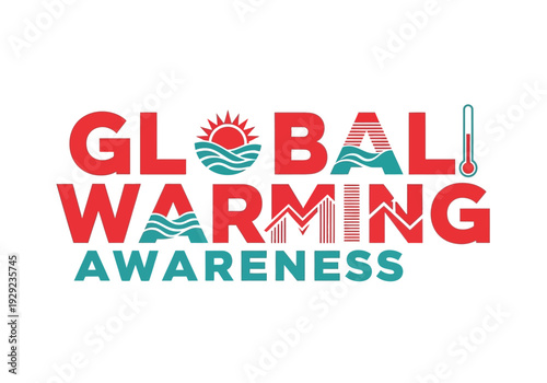 Global Warming Awareness Campaign Logo Illustration Symbolizing Climate Change Urgency and Environmental Protection Message
