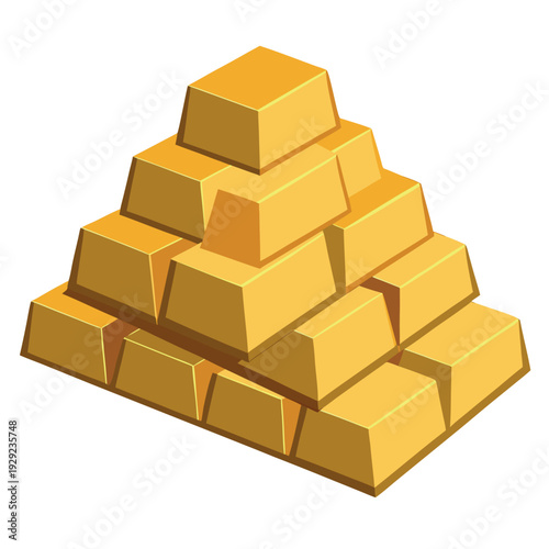 A stack of shiny gold bars arranged in a pyramid shape