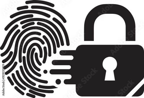 Fingerprint and padlock security concept vector illustration flat design scalable art