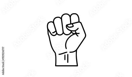 Clenched Fist Line Icon Vector – Hand Gesture Symbol