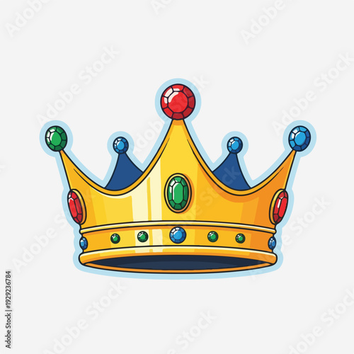 A regal golden crown adorned with colorful gems, ready for royalty